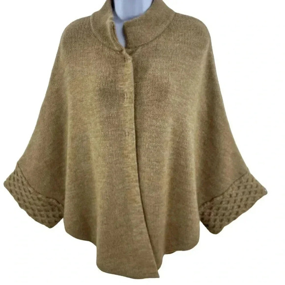 Cocogio Made In Italy Alpaca Wool Blend Button Up Cardigan Shrug Poncho Sweater - Picture 1 of 16